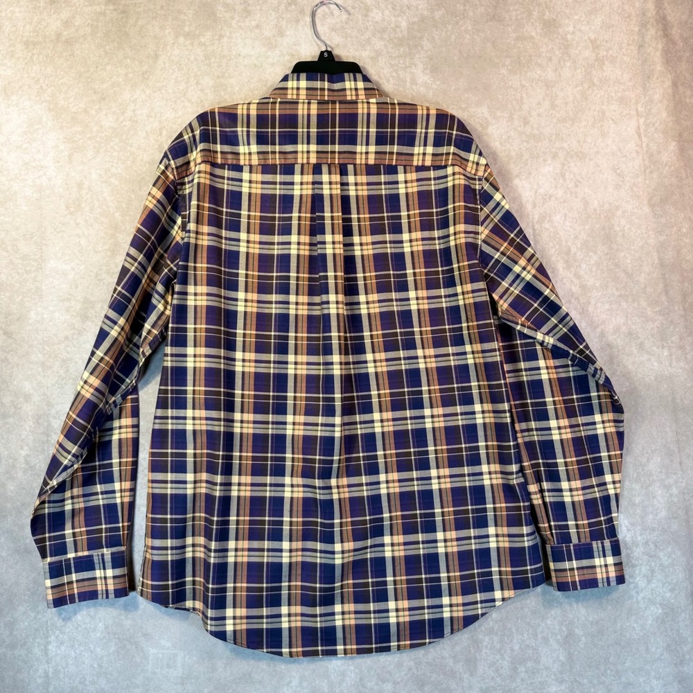 Jos A Bank Shirt Mens Large Purple Plaid Traveler's Collection LS Prep Business - Picture 2 of 8